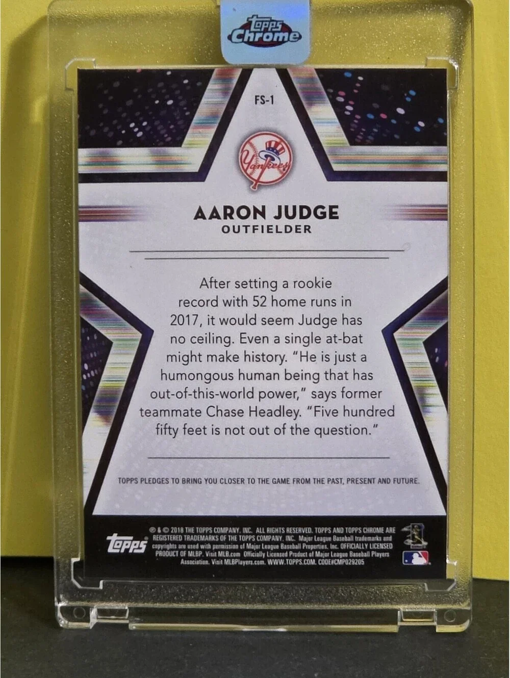 2018 Topps Chrome Aaron Judge RC Card Sealed/Encased
